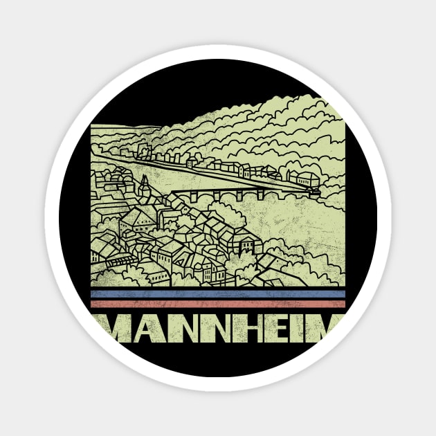 Mannheim City Gift Germany City Silhouette Skyline Deutschland Magnet by NickDezArts